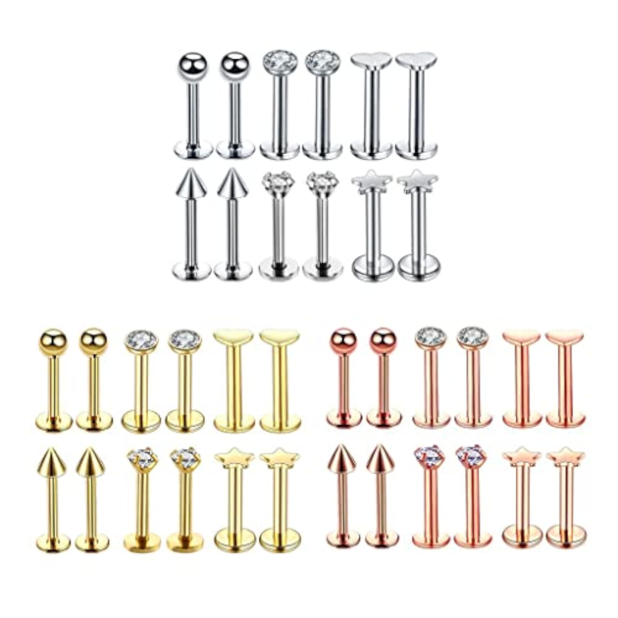 16G Steel Lip Bar Labret Lip Rings Tragus Stud