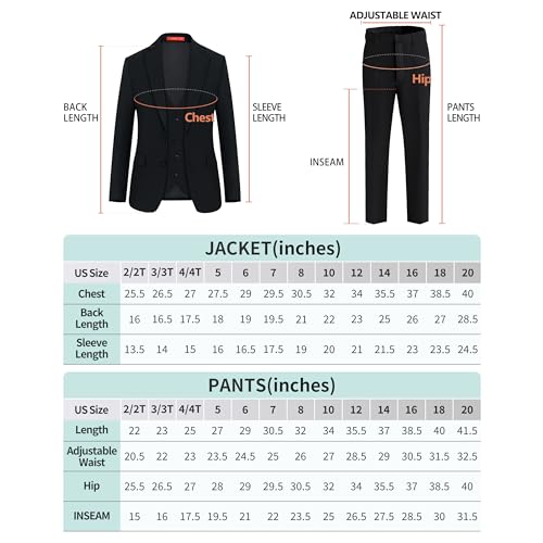Image of Plavict Boys' Suits Slim Fit 5 Piece, Adjustable Waist, Boys Formal Set