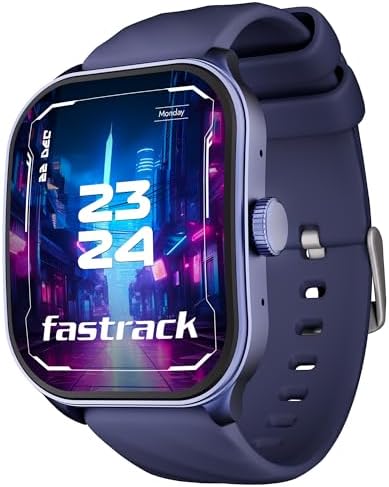 Fastrack FS1 Pro Smartwatch|1.96" Super AMOLED Arched Display with High Resolution of 410X502|Singlesync BT Calling|Nitrofast Charging|110+ Sports Modes|200+ Watchfaces, Classic Blue