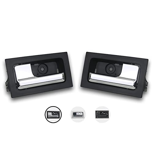 TQPONLY Interior Door Handle,Compatible with 2009-2014 Ford F150 Front/Rear Left Driver& Right Passenger Side (Chrome Lever+Textured Black)