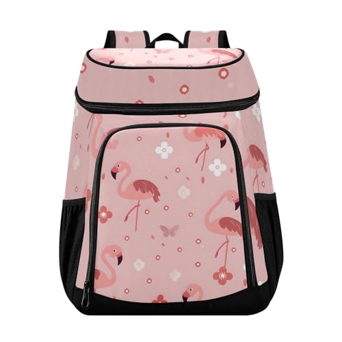 Flamingo Pink Bird Cooler Backpack Cooler Insulated Leak Proof Lunch Backpack 36 Cans Waterproof Soft for Men Women Picnic Hiking Camping Beach