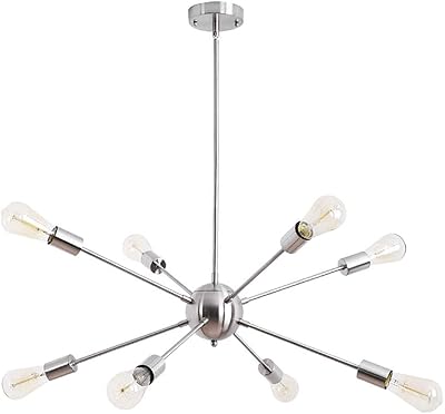 Elegante lámpara de hierro fundido con cubierta de metal cromado, lámpara colgante E26, luz de techo de múltiples cabezales, kit flexible, luminaria montada suspendida, isla de cocina, iluminación