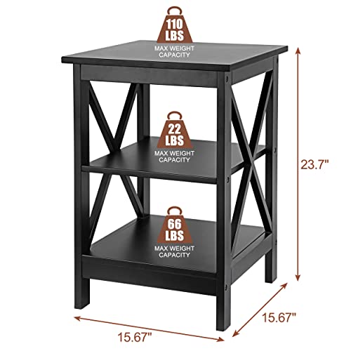 Super Deal 3-Tier End Table With Storage Shelves Versatile X-Design Wood Sofa Side Table For Living Room Bedroom Apartment Small Spaces thumb #2