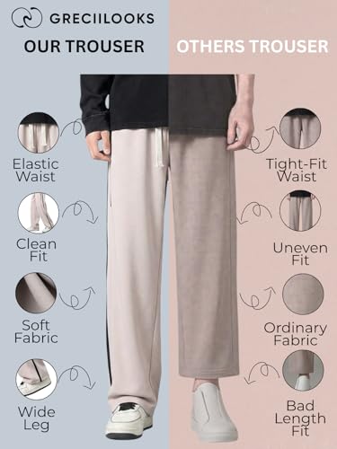 Image of GRECIILOOKS Korean Style Track Pants for Men - Loose Fit Lycra Cargo Joggers | Trendy Gym & Streetwear Bottoms with Utility Pockets (Available in Plus Size)