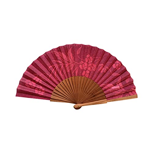 Tusitala Barcelona Ventaglio in Legno e Cotone Carmen - 100% Artigianale e Spagnolo - Include Custodia in Iuta Naturale - Accessorio di Moda Fatto a Mano - Misura 23 cm.
