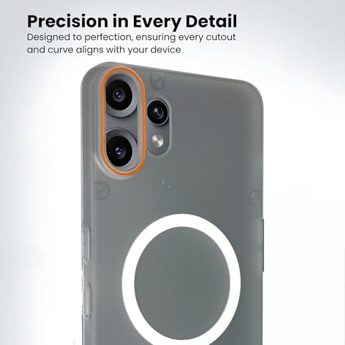 Image of Compatible for CMF by Nothing Phone 2 Pro Frosted Translucent Hard Back | Only Compatible with Wireless Magnetic Accessories | Thin and Slim Magnetic Back Cover (Clear)