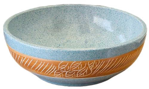 duwanlhridh 洗面ボウル 陶器製 円形 洗面鉢 手洗い器 手洗台 洗面器 深型 浴室洗面台 おしゃれ オシャレ 和風 手洗い鉢 置き型 高温焼成 室内 室外 浴室用 キッチン用 (A2)