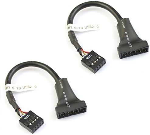 CNCT 19-Pin USB3.0 to USB2.0 Adapter Header Cable - Suitable for use with USB 2.0 Based Mother Boards from Intel - ASUS - Gigabyte - MSI (2PC)