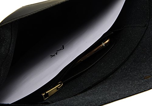 Image of men woman pu leather multifunction office documents bags A4 paper file pouch envelope bag conference, Black, 13.8 inch(L)x9.8 inch(H) x 0.2 inch(W)