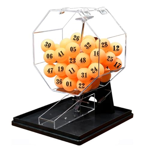LNQKJXIIA Jaula de Bingo acrílica - Máquina de lotería Manual con 50 Bolas, Ideal for centros comerciales y Salas de Entretenimiento(Noir)