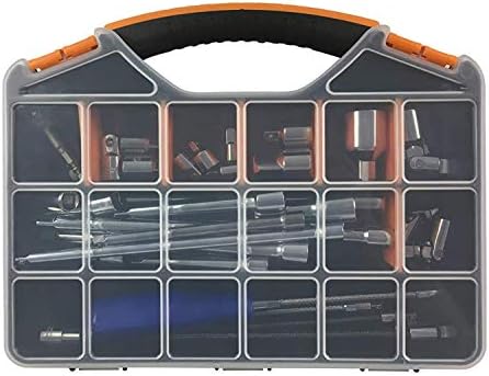 Hardware & Tool Storage Box with 18 Compartments. Excellent for Screws, Nails, Bolts, Sewing, Fishing & Tackle. Slim, Sturdy & Durable Design