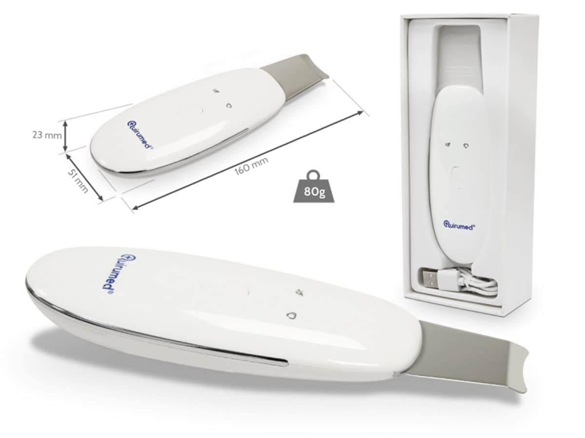 QUIRUMED Spatule faciale pour peeling et lifting, soins du visage, technologie ultrasonique, avec chargement USB