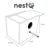 nestQ Nest für Wellensittiche mit Spänen für das Bett, Zuchthaus aus Holz für Vögel, mit Haken für Vogelkäfige, 19 cm x 15 cm x 13,5 cm