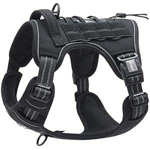 AUROTH Harnais Anti Traction Tactique pour Moyen et Grand Chien – Respirant, Réglable, Facile à Mettre – Gilet Durable Réfléchissant, Matériel Militaire Taille L, Noir