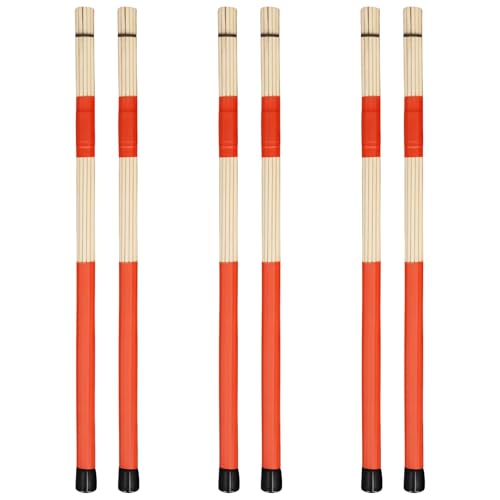 3 pares de baquetas Hot Rod rojas para percusión silenciosa miniatura 1