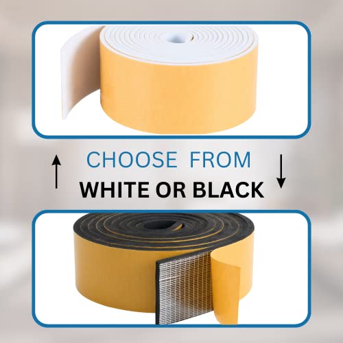 High Density Foam Weather Stripping Door Seal Strip Insulation Tape Roll For Insulating Door Frame, Window, Air Conditioner | Self Adhesive Sealing Weatherstrip (2 In X 1/4 In X 10 Ft, White) #TOP4
