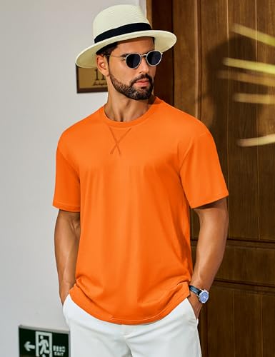 Cotrasen Men's T Shirts Cotton Drop Shoulder Short Sleeve Shirts for Men Casual Soft Comfort Loose Fit Mens Summer Tee Shirts