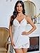 Avidlove Night Gowns for Women Babydoll Lingerie Dress Lace Trim Sleepwear Chemise Nightgowns Side Split Nighty White X-Large