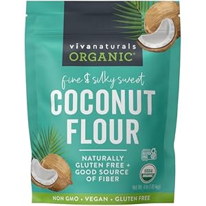 Viva Naturals Organic Coconut Flour (4 lbs) – Gluten Free Flour Substitute for Keto, Paleo and Vegan Baking, Low Fat and Good Source of Fiber Coconut Baking Flour, Non-GMO, Unbleached and Unrefined, 1.81 kg