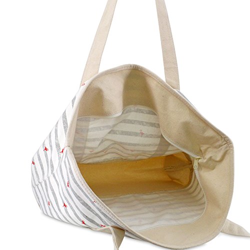 Bolsa tote de algodón DALIX 22" gris flamingo miniatura 7
