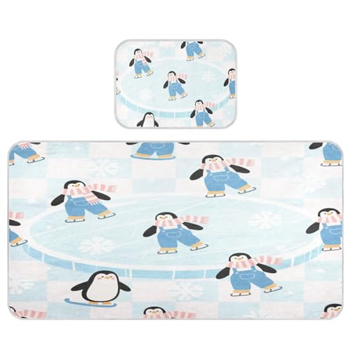 Miaozhen Kühlende Babybettmatratze Pinguin Blau 71x132 cm