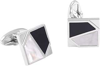 DYHWAC Ágata Blanca y Negra de Negocios for Hombres con Gemelos de Camisa Francesa de Concha uñas de Manga de Boda