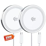 25W Wireless Charger for MagSafe, Qi2.2 Magnetic Fast Charging Pad for iPhone 17/16/15/14/13/12 Series & AirPods, Strong Magnet, Thin & Portable Wireless Charger for Travel Home Office(White, 2Pack)