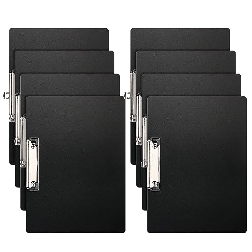 (Lot de 8) A4 Porte-Blocs,Planchettes à Pince Avec Clip et Trou de Suspension,Clipboard Porte-Formulaires Pour Bureau, École-Horizontal Clip(Noir)