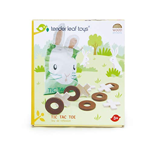 Tender Leaf Toys - Tic Tac Toe - Wooden Tic Tac Toe Game With Bunny Drawstring Bag - Travel Board Game For Kids And Adults - Age 3+ #TOP2