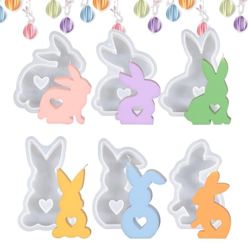 Molde de silicona para velas de conejo | Molde de silicona de Pascua para velas de Pascua | Decoración de pasteles, moldes de dulces de Pascua para trabajos de arcilla, fondant, chocolate, dulces