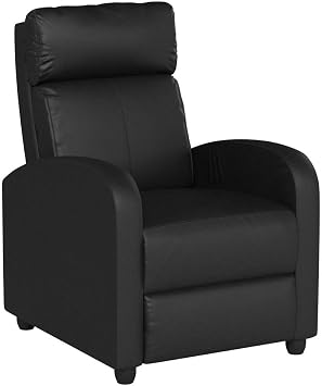BestMassage | Recliner Chair | with 2 Point Massage Function | Black | with Lumbar Support, Adjustable Push Back, Wide Armrests, Footrest & Padded Seat | Easy Assembly | for Living Room, Home Theatre | with Lumbar Support, Adjustable Push Back, Wide Arm & Footrests, Padded Seat | Easy Assembly | for Living Room, Home Theatre