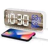 Hokand Digital Alarm Clock for Bedroom - 7" Large LED Display with USB Charger,Backup Battery,Indoor