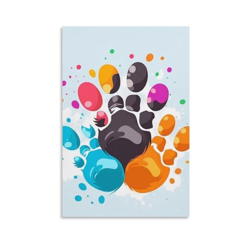 Toile murale patte de chat colorée 60x90 cm pour raviver un mur blanc