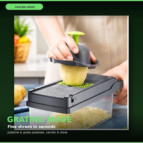Hachoir à légumes multifonction mandoline de cuisine avec bac gris