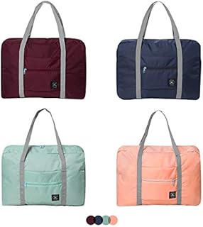 SITAKE 4 Pcs Foldable Travel Duffel Bag, Waterproof Lightweight Carry-on Bags, Suitable for Overnight, Holiday, Shopping, Weekends, Outing, Gym(Wine Red/Navy Blue/Sky Blue/Light Pink)