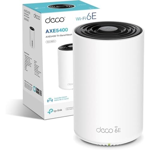 TP-Link Deco XE75 AXE5400Mbps WiFi 6E Mesh System, 8K/4K Streaming, Online Meeting, AI-Driven Mesh, Deco Extender, Covers 2,900 ft2, Connect 200 Devic