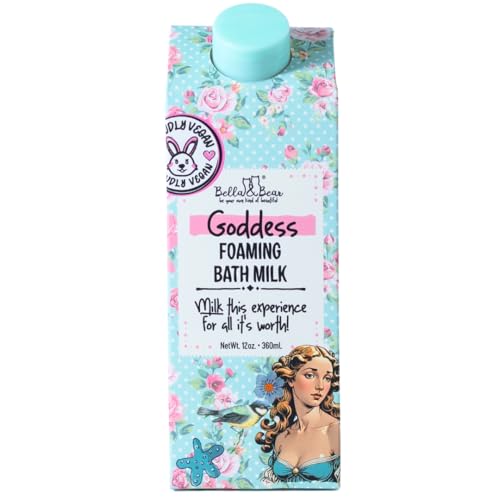 Bella & Bear Goddess Foaming Bath Milk – Sweet Tropical Bubble Bath – Fun Gift for Women, Teens & Tweens – 12 oz Vegan Bubble Soak