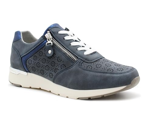 Dr Keller Womens Lace Up Fashion Trainers Side Zip Fastening Breathable Sneaker Pumps Shoes (Navy, UK Footwear Size System, Adult, Women, Numeric, Medium, 6)