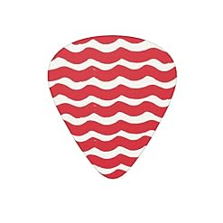 Lot de 12 médiators de guitare avec vagues rouges et blanches pour guitare électrique, basse acoustique, cadeau pour les amateurs de guitare acoustique avec boîte - Les Beatles, Paul McCartney, John Lennon, RIngo Starr, George Harrison