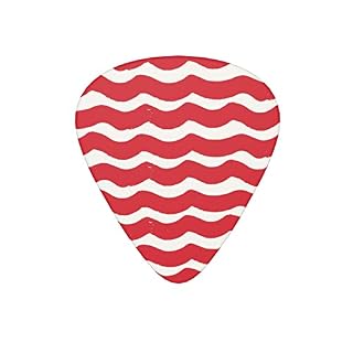 Lot de 12 médiators de guitare avec vagues rouges et blanches pour guitare électrique, basse acoustique, cadeau pour les amateurs de guitare acoustique avec boîte - Les Beatles, Paul McCartney, John Lennon, RIngo Starr, George Harrison