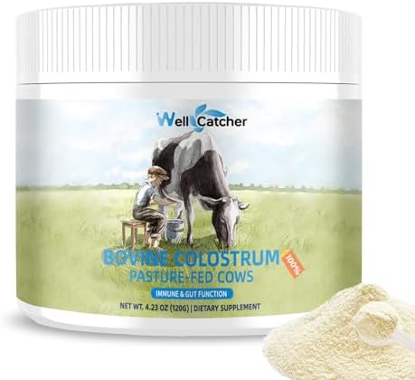 Grass Fed Bovine Colostrum Powder for Humans - Natural High IgG Colostrum Supplement for Kids Adults with Immune Gut Hair Skin Support Easy to Mix 60 Servings