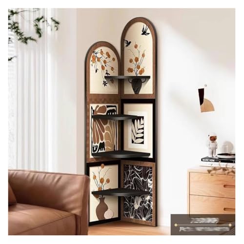 Gabinete de almacenamiento esquinero de 4 niveles para sala de estar/dormitorio, estantería abierta y estantería triangular de madera, espacio compacto (40 x 40 x 170 cm)