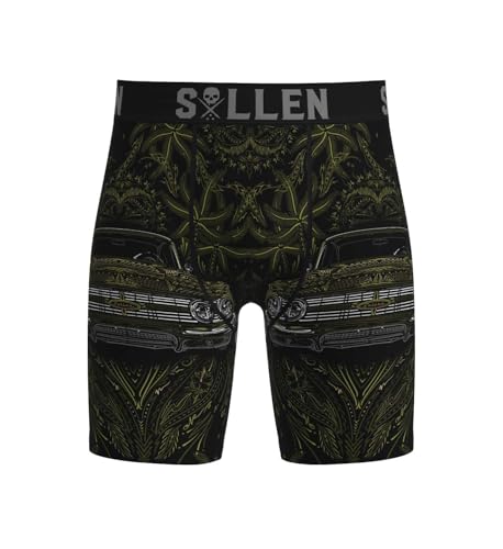 Sullen Men's Pinned Boxer 420 Capsule Tattoo Lifestyle Graphic Shorts Black2