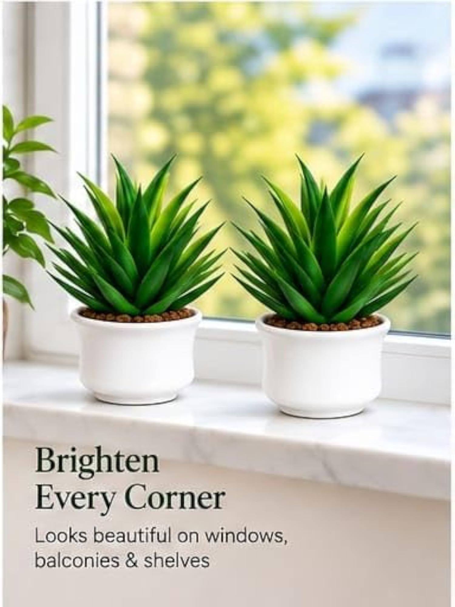 Artificial Plant with Pot, Green Pack of 2