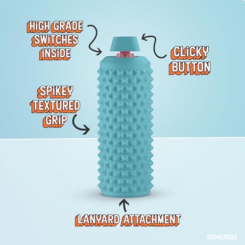 Image of Sensory Roller Fidget with Clicker, Tactile Spikes for Anxiety, Stress Relief, Pain Stimulation, Autism & Over Stimulation with Lanyard (Blue)
