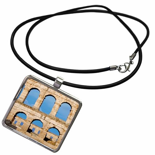 3dRose Croatia, Pula, Roman Amphitheater, ancient architecture - EU32 PRI0020 - Prisma Necklace With Rectangle Pendant