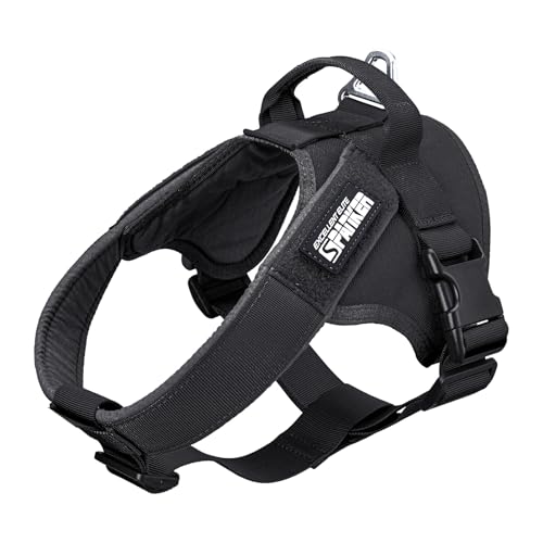 EXCELLENT ELITE SPANKER Tactical Dog Harness Patrol Harness Service Dog Vest Military Dog Vest Working Dog Vest with Handle(Black-L)