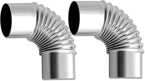 Elbow Pipe 2 PCS 90-Degree Chimney Thickened 304 Stainless Steel Flue (Suitable for CAMPJOURNEY Outdoor Camping Wood Stove) Diameter 2.76 Inches