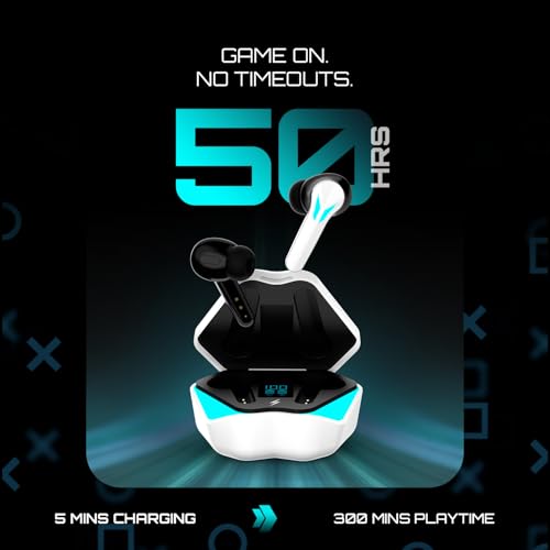 Image of Fire-Boltt Aero Shadow TWS Earbuds Custom EQ, RGB Lights, Wireless Bluetooth 5.4, Music & App Support, 50H Playtime, Fast Charging Case, 50ms Low Latency for Gaming, Touch Controls- Artic White