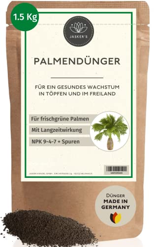 Bio Palmendünger Langzeit 1.5 Kg Granulat - 100{4360acf1821dcb569461501c2b05c2a244351d2b1623a00bc9377f0bb7ec573f} Langzeitdünger - Palmendünger Hanfpalme - Freilandpalmendünger für draußen und im Garten - Dünger für Palmen - Palmen Dünger